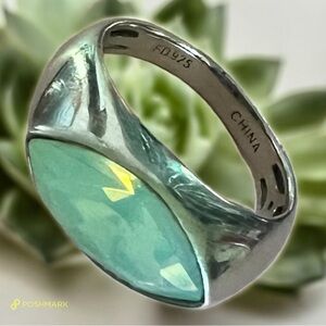 💖 Sterling Silver Aqua Crystal Ring 💖